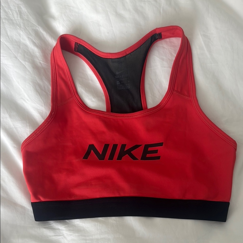 Nike Red Black Medium Support Racerback Bra